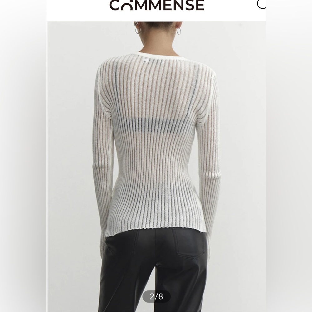 NWT Commense See Through Ribbed Knit Mesh Top - Picture 5 of 16